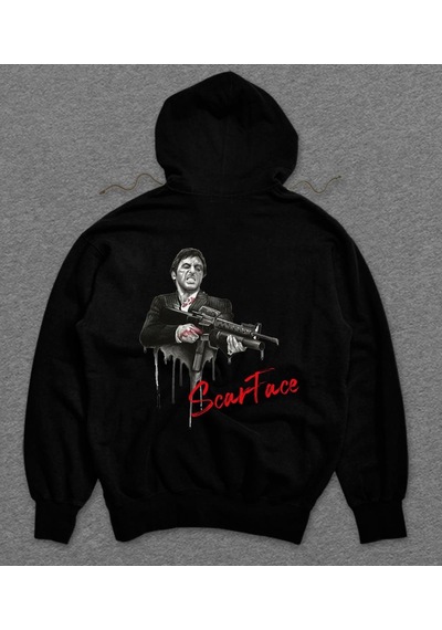 Scarface Yaralı Yüz Mafia Gun's Sweatshirt Unisex Kapüşonlu Hoodie 001