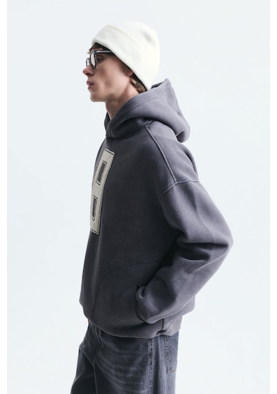 Vamos Numara Baskılı Oversize Sweatshirt Füme