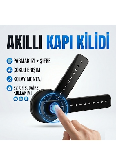 Şifreli Kartlı Telefondan Kontrol Pvc Alüminyum Ahşap Uyumlu Parmak İzli Akıllı Kapı Kolu Tt Lock