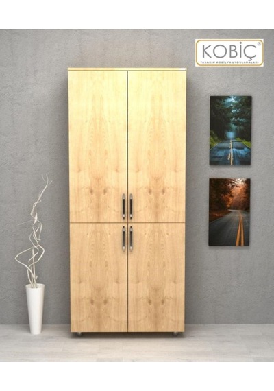Kobiç Ofis Dosya Dolabı Kilitli Tam Kapak Suntalam Dolap 80x35x185 Cm Meşe Meşe