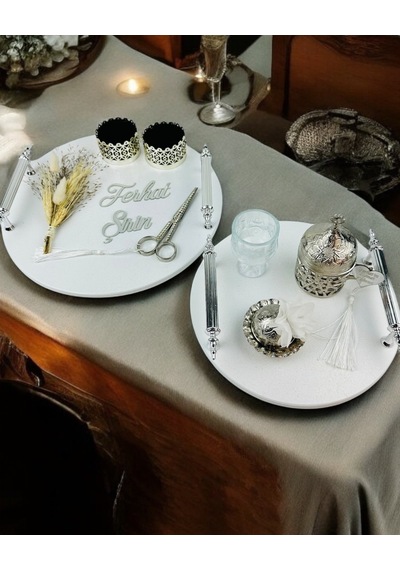 Adoration Polyester Söz Tepsisi Beyaz-gümüş Gümüş
