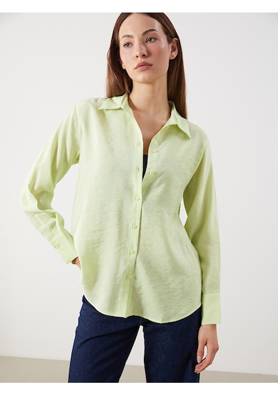 Lcwaıkıkı Classic Sarı Modal Karışımlı Oversize Kadın Gömlek