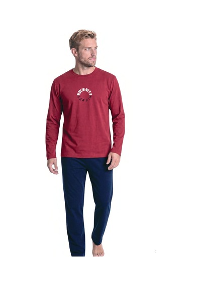 Pierre Cardin 6155 Erkek Uzun Kollu Bisiklet Yaka Pijama Takımı -bordo
