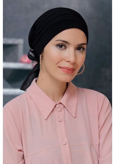 Hürrem Bone Siyah Pratik Hazır Geçmeli Tesettür Bone Sandy Kumaş Pileli Nervü Siyah Hürrem Bone Siyah Pratik Hazır Geçmeli Tesettür Bone Sandy Kumaş Pileli Nervü Siyah