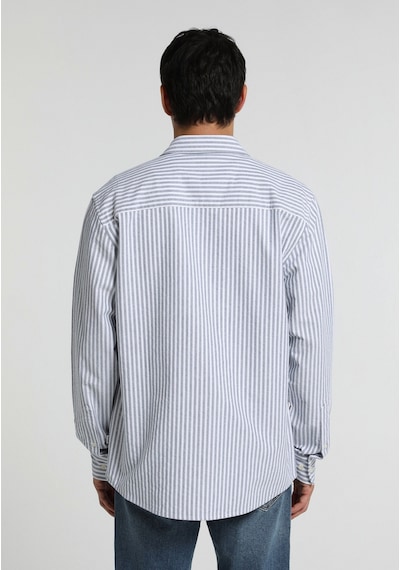 Colin's Colins Regular Fit Shirt Neck Çizgili Erkek Mavi Uzun Kol Gömlek Cl1082021 Q1.v1 Ble