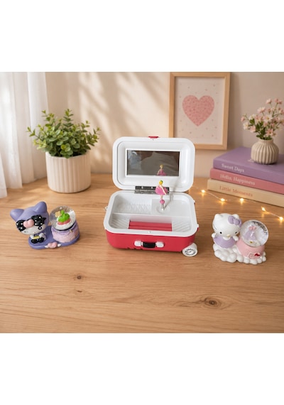 Çocuk Odası İçin Kromi Ve Hello Kitty Mini Kar Küreli Müzikli Mücevher Kutusu 001