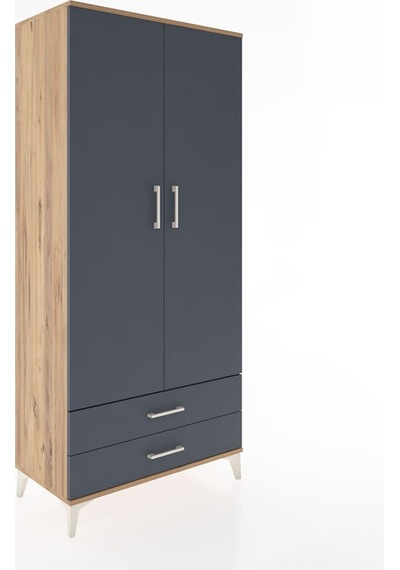 Hyperion Dolap 3 Raflı 2 Çekmeceli Tek Askılı 88x44x195 Çam-a... Çam