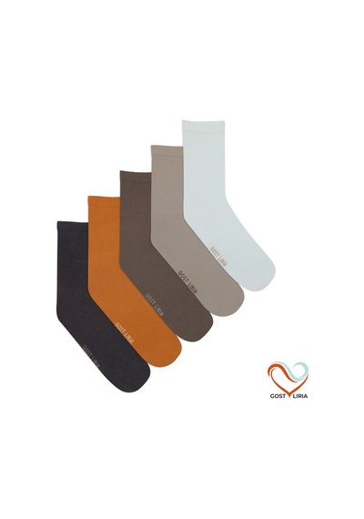 Gost Liria- 5 Li Renkli Ribanalı Unisex Soket Çorap Gos28 Çok Renkli
