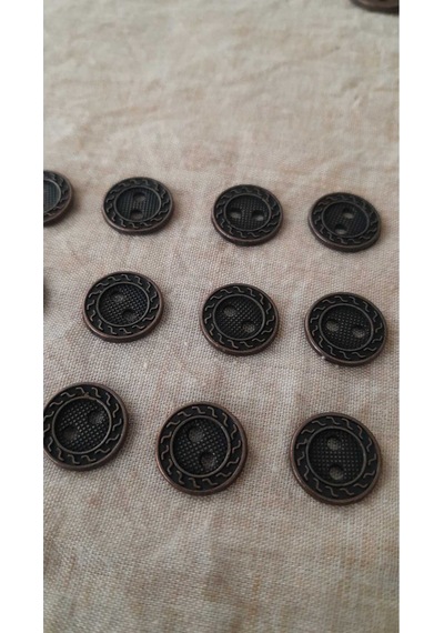 Antık Bakır Metal Düğme 12 Mm 12 Adet
