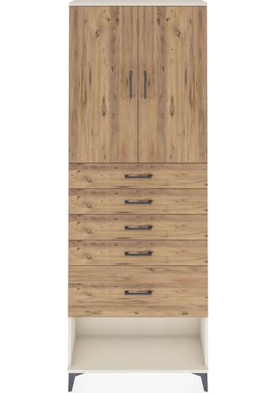 Arges Dolap 2 Raflı 5 Çekmeceli 2 Kapaklı 88x30x243 Aytaşı-çam Aytaşı