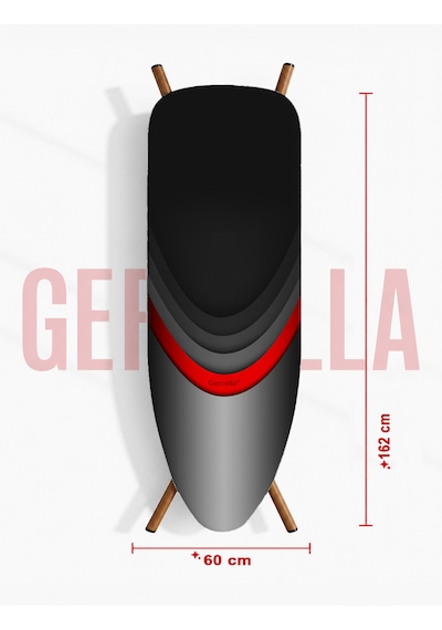 Hediyeli Red Circle Xxl Beden 60x162 Cm Ütü Masası Kılıfı Gri - Siyah