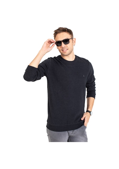Erkek Klasik Regular Kalıp Pamuklu Selanik Yuvarlak Yaka Sweatshirt 1111-Füme-Füme