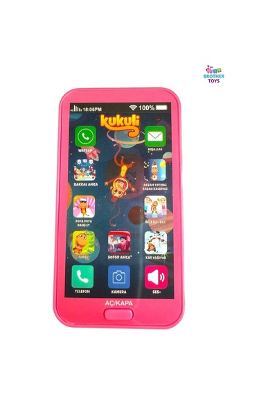 Oyuncak Kukuli Cep Telefonu Dokunmatik 12 Fonksiyonlu Türkçe Sesli Işıklı Müzikli Telefon Pembe