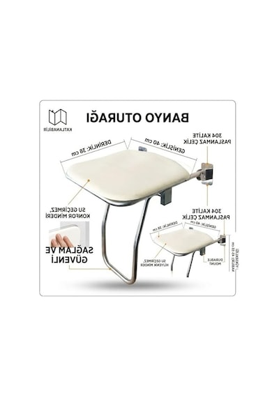 Mayaglory Katlanabilir Engelli Duş Oturağı - 304 Kalite Paslanmaz Çelik, Duvara Monte Yaşlı Ve Bedensel Engelli Banyo Taburesi, Duş Oturak Açık Ceviz