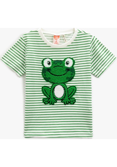 Koton Çizgili T-shirt Kurbağa Aplike Detaylı Kısa Kollu Bisiklet Yaka Deve Tüyü 3smb10012tk 3SMB10012TK120 Taba Koton Çizgili T-shirt Kurbağa Aplike Detaylı Kısa Kollu Bisiklet Yaka Deve Tüyü 3smb10012tk 3SMB10012TK120 Taba