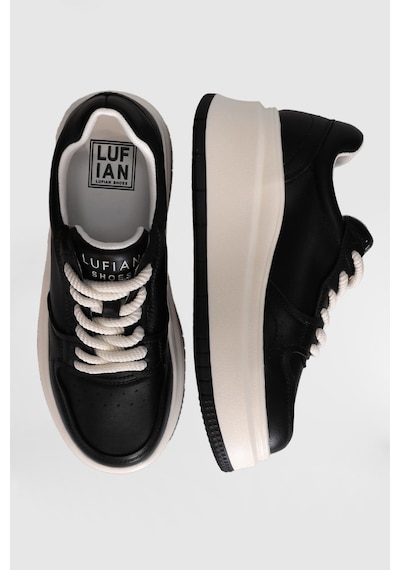 Lufian Laura Kadın Deri Sneaker Ayakkabı Siyah Bej