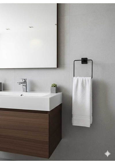 Yapışkanlı Siyah Kare Havluluk Banyo Mutfak Havlu Askılık Siyah Diğer