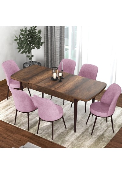 Canisa Concept Kor Serisi 70x114 Açılabilir Mutfak Masası Takımı Barok Desen Masa 6 Pembe Sandalye Masa Barok Sandalyeler Pembe Canisa Concept Kor Serisi 70x114 Açılabilir Mutfak Masası Takımı Barok Desen Masa 6 Pembe Sandalye Masa Barok Sandalyeler Pembe