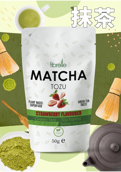 Fibrelle Matcha Çayı Çilek Aromalı 50g