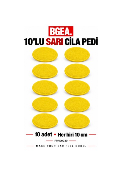 Bgea Premium Oto Cila Uygulama Pedi 10 Cm Sarı El Uygulama Süngeri 10 Adet