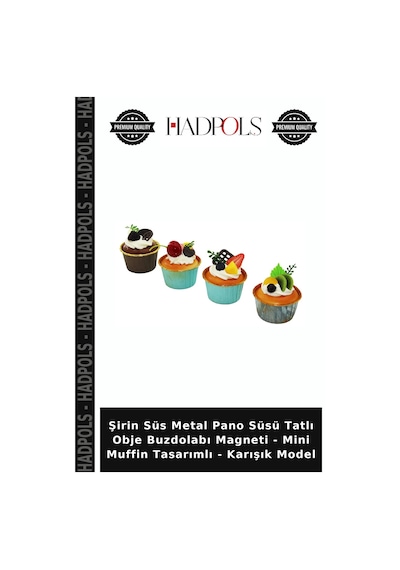 Şirin Süs Metal Pano Süsü Tatlı Obje Buzdolabı Magneti - Mini Muffin Tasarımlı - Karışık Model