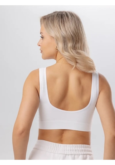 Mistirik Rosella Model Kalın Askılı Büstiyer Spor Rahat Toparlayıcı Korse Sütyen Beyaz Renk Beyaz