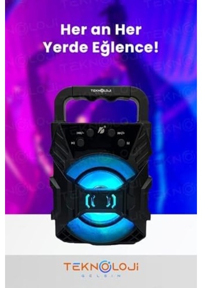 Bluetooth Hoparlör Taşınabilir Ses Bombası Led Işıklı Extra Bass Ses Radyolu Speaker Sd Kart-usb