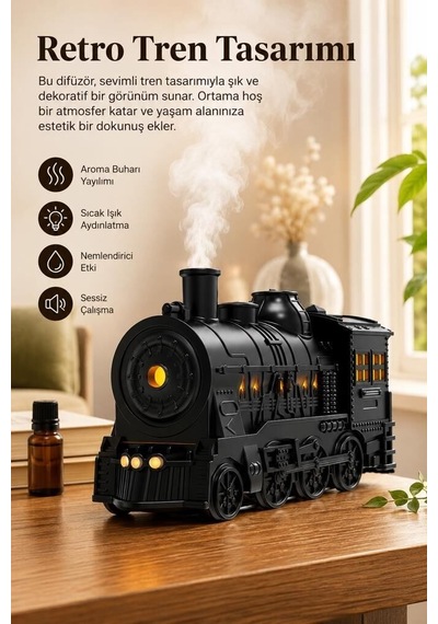 Premium Gece Lambası Ferahlatıcı Sunum Hava Nemlendiricisi Led Işıklı 300 Ml H21 Siyah