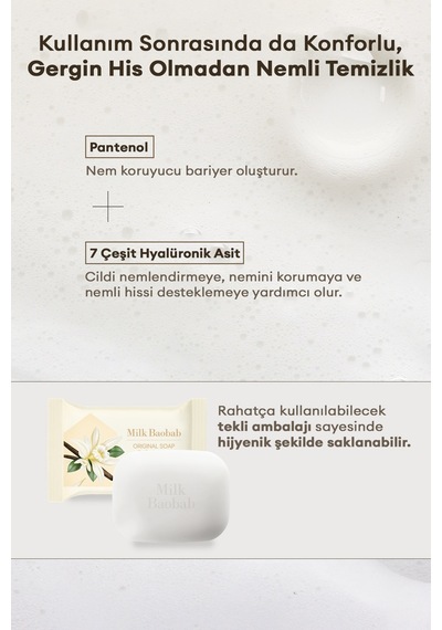 Bitkisel İçerikli Yoğun Nem, Arındırıcı Katı Duş Sabunu Mılk Baobab Original Soap Soft Laundry Vanilya