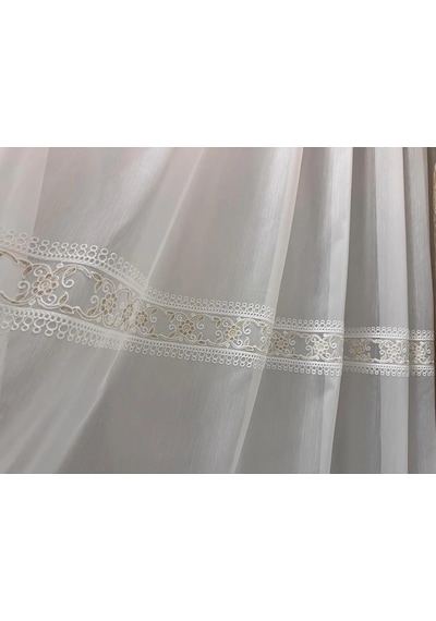 Verona 2048 Gold Çiçekli 1/3 Pileli Tül Perde, 100 X 250 Diğer