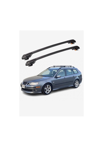Saab 9-3 Sportwagon 2006-2012 Trx1 Thunder Carrier Kilitli Ara Atkı Taşıyıcı Tavan Barı Gri