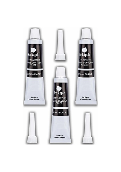 Siyah Kontür Boyası 20 Ml 3 Adet Red Apple Cam Vitray Boyası Kontur Boyası Ana Hatları Çizme Sanatsal Hobi