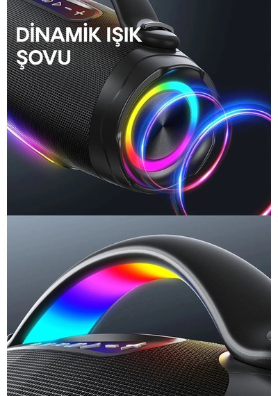 Ven-dens Vd-spk026l 240 W Bluetooth 5.3 Taşınabilir Hoparlör, 24000 Mah Batarya, Led Işık, Siyah