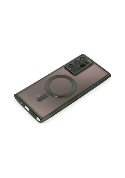 Samsung Galaxy Uyumlu Note 20 Ultra Kılıf Kross Magneticsafe Kapak - Koyu Yeşil Bz8683140653538