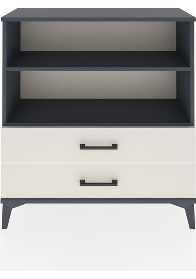 Arges Şifonyer 2 Raflı 2 Çekmeceli 88x30x96 Antrasit-aytaşı Antrasit