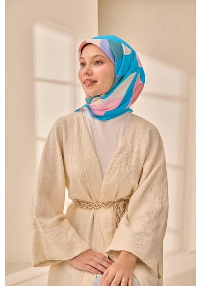 Silk Home Aura Eşarp 140001-12 Mavi, Somon, Pudra, Beyaz, Pembe