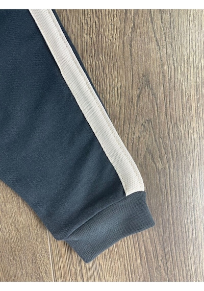 Bebicix Teddy Ayıcık Baskılı Kapüşonlu Renkli Kol Detaylı Erkek Bebek Takım Açık Lacivert