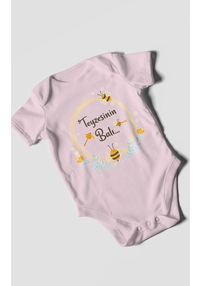 Morivokids Teyzesinin Balı Kısa Kollu Bebek Body %100 Pamuk Zbn93-kk Bebe Pembe