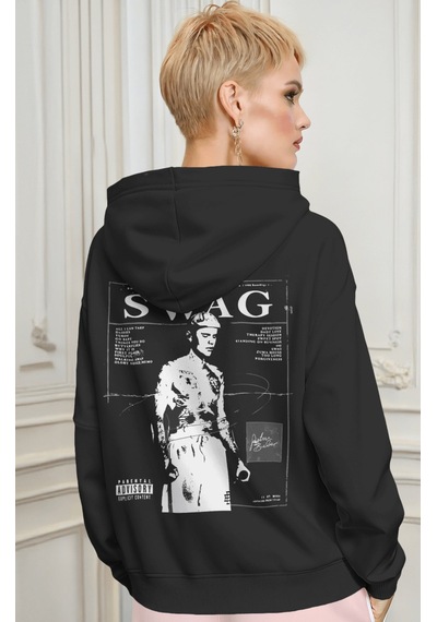 Sevbano Justin Bieber Swag Şarkıcı Sırt Baskılı Unisex Oversize Premium H Siyah