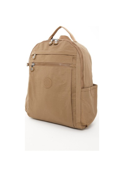 Sanmorris Unisex Suya Dayanıklı Krinkıl Kumaş Çok Gözlü Bej Laptop Okul Ve Sırt Çantası Bej