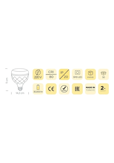 Zmr 40w Kristal Camlı T-bulb Led Ampul E27 Beyaz Işık Zmr-112/b 6500k