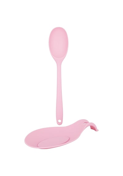 Tnt-8695835365794-soft Kk02ap-tantitoni Açık Pembe Renkli Silikon Kaşık Ve Kaşık Altlığı Seti