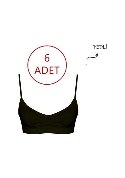 Forever More 6'lı Kadın Ince Pedli Askılı Dikişsiz Esnek Büstiyer Açık Krem - Siyah