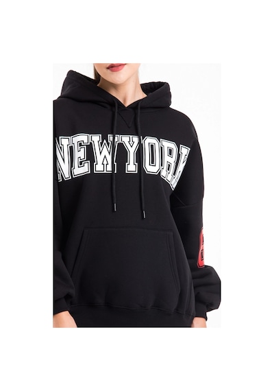 Tarzsokak Kadın Siyah Baskı Detaylı Oversize Sweatshirt Cy84191