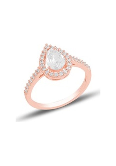 Gümüş Rose Zirkon Taşlı Damla Modeli Üçlü Set