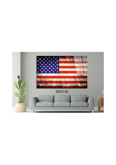Amerika Bayrağı Karışık Cam Tablo Pct0614 Modern Dekorasyon Temalı Dekoratif Duvar Tablosu, Salon, Ev Ve Ofis Dekoru,