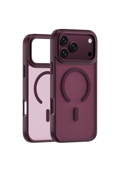 Apple iPhone Uyumlu 18 Pro Max Kılıf Wiwu Fgg-012 Armorpro Serisi M-safe Özellikli Parmak İzi Önleyici Bordo