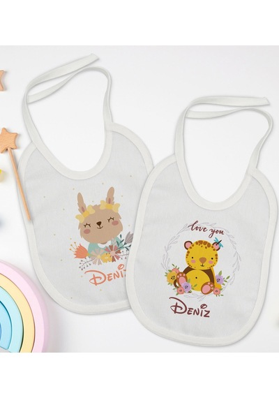 BK Kids Kişiye Özel İsimli 2’li Beyaz Mama Önlüğü-5 Beyaz