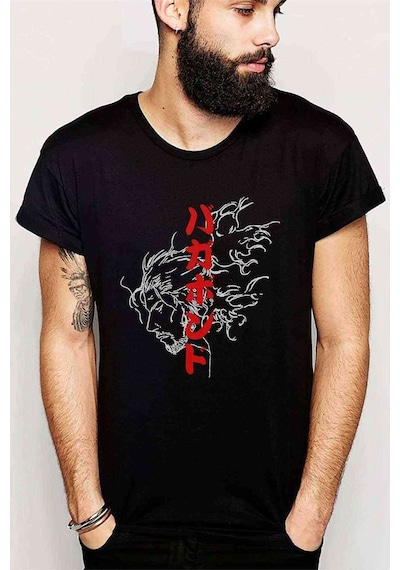 Anime One Punch Man Baskılı Siyah Erkek Tshirt (528884460)