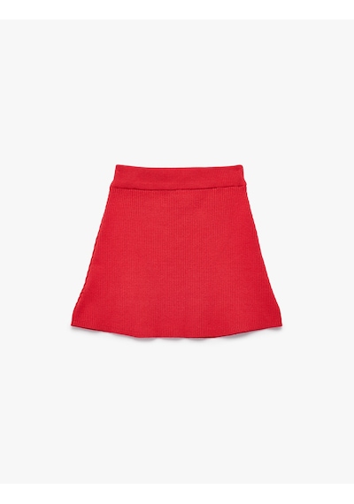 Koton Viskon Karışımlı Slim Fit A Kesim Triko Etek Kırmızı 6wkg90009ht Kırmızı